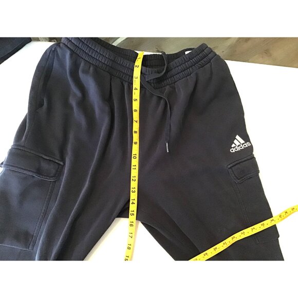 ADIDAS- MENS NAVY ELASIC WAIST TAPPER CUFF LEG SIDE POCKETS SWEATPANT SIZE LARGE - Picture 5 of 6